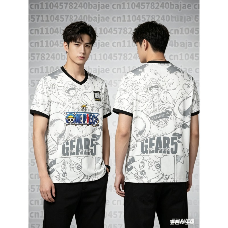 Badminton Anime - Japanese Football Jersey 5 Gear Luffy